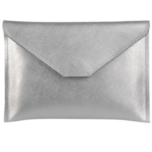 NWT silver & black leather clutch